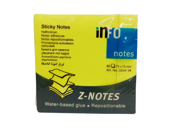 NOTAS ADHESIVAS Z  AMARILLO BRILLANTE 75x75MM x 80HJ