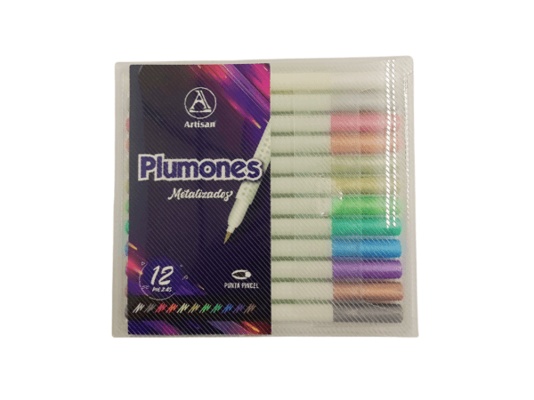 PLUMONES ARTISAN METALIZADOS PUNTA PINCEL X 12 - Imagen 2