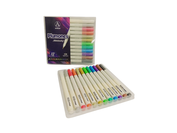 PLUMONES ARTISAN METALIZADOS PUNTA PINCEL X 12